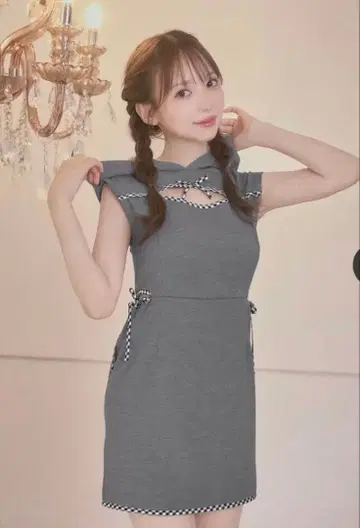 [미사용 새상품] 미셸 마카롱 후디 미니 원피스