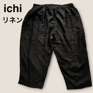 ichi 이치 린넨 100% 허리밴딩 이지 팬츠 블랙 일본제