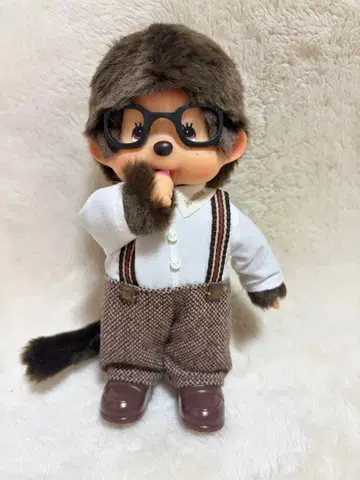 레어 Monchhichi 몽치치 안경 착용 봉제 인형