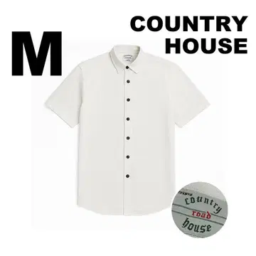 COUNTRY HOUSE 린넨 반팔 셔츠 화이트 버튼 다운