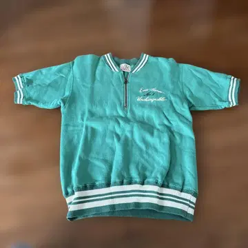 EVISU 하프 지퍼 맨투맨 반팔 그린