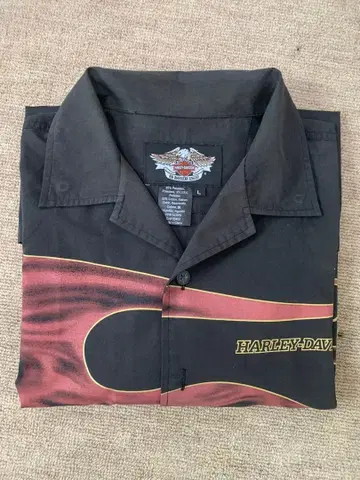 Harley-Davidson 반팔 셔츠 스컬 파이어 패턴 L