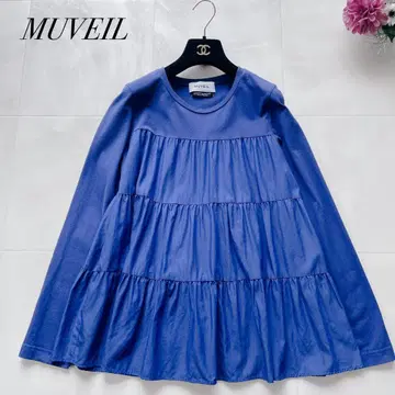 새상품급 MUVEL 뮤베르 티어드 티셔츠 개더 코튼 38