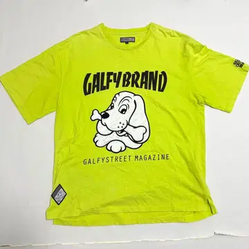 갈피 GALFY 빅 로고 T셔츠 형광 그린 XL 사이즈