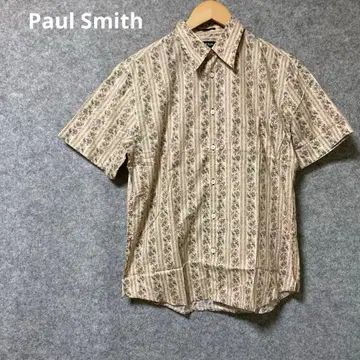 Paul Smith 반팔 셔츠 꽃무늬 스트라이프 베이지