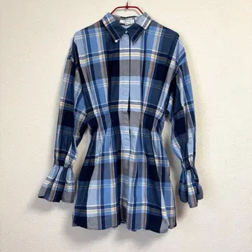 MOUSSY 체크 무늬 긴팔 셔츠 블루 계열 사이즈 1