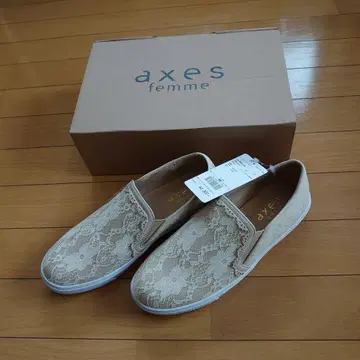 미사용 새상품 axes femme 레이스 슬립온 아이보리 L 사이즈