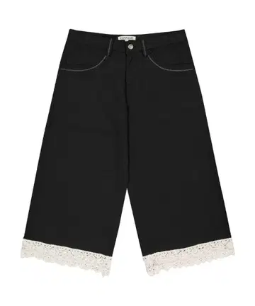 coyseio 블랙 캐주얼 팬츠 레이스 밑단