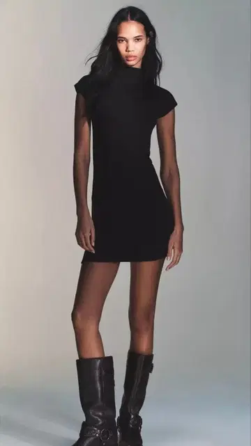 [ZARA] 미니 원피스/드레스/타이트/하이넥/블랙/숏/M
