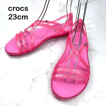 [새상품급] crocs Ray BEAMS 이자벨라 샌들 핑크 라메 23