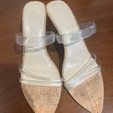 SNIDEL 클리어 스트랩 코르크 샌들 M 사이즈