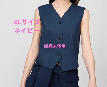 유니클로 프리미엄 린넨 베스트 네이비 XL