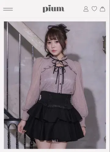 pium 피움 티어드 프릴 도리 미니 스커트 블랙