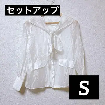 MIMIUS(S) 세일러 카라 시어 블라우스 셋업 광택감 텐셀