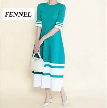 FENNEL 페넬 바이컬러 롱 니트 원피스
