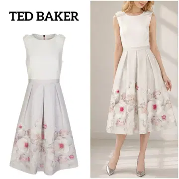 TED BAKER 꽃무늬 플라워 플레어 드레스 롱 원피스 리본 S