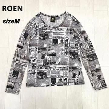 ROEN 로엔 뉴스 페이퍼 신문 패턴 레터링 긴팔 T셔츠 M