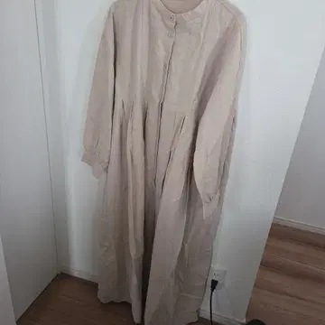 사만사 모스모스 x Cross & Linen 롱 원피스 베이지