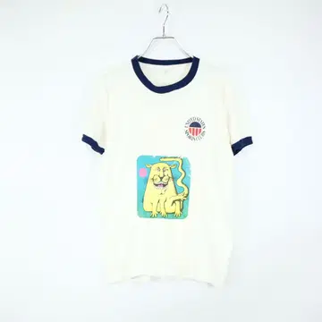 70s USA제 빈티지 링거T셔츠 배구 고양이 구제 의류