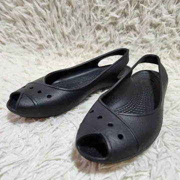 [새상품급] crocs 플랫 샌들 오픈토 22.0cm 블랙