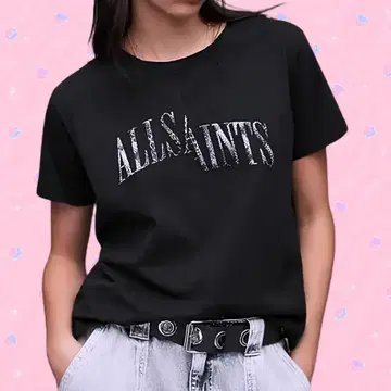 ALLSAINTS 레오파드 오가닉 면 로고 T셔츠 Y2K 그런지