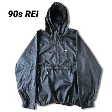 90s REI 나일론 아노락 후드티 블랙 XL 테크