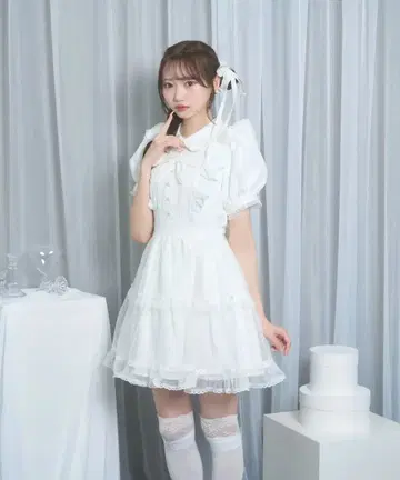 Honey Cinnamon 도트 튤 리본 원피스 양산형