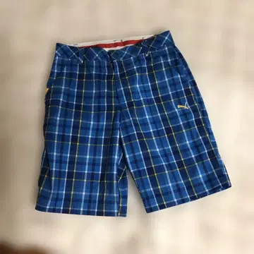 PUMA 체크 무늬 숏팬츠 블루 W30