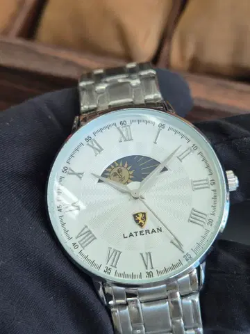 LATERAN 시계 실버 문페이즈 남성용 시계 미사용 전시상품