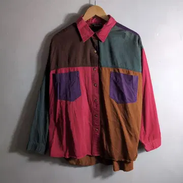 90's 빈티지 긴팔 셔츠 올 패턴 크레이지 패턴 레트로
