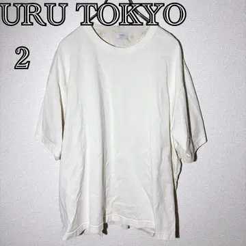 URU TOKYO 절개 T셔츠 꽃무늬 백 프린트 일본제 2 화이트