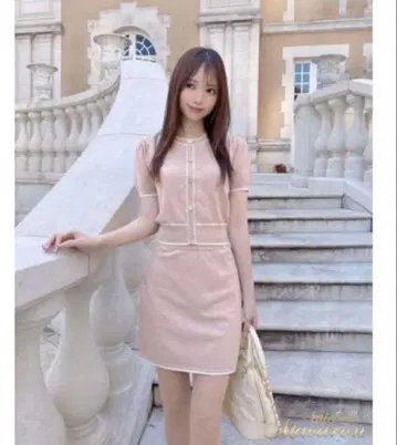 michellMacaron 스톤 니트 셋업 핑크