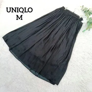 유니클로 롱 플리츠 스커트(M) 블랙 허리밴딩 워셔블 성인