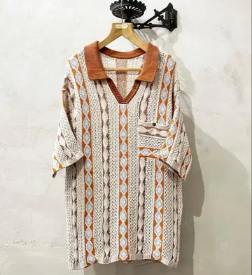 스키퍼 니트 피케 셔츠 아가일 무늬 빈티지 L~XL 상당