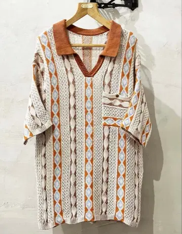 스키퍼 니트 피케 셔츠 아가일 무늬 빈티지 L~XL 상당