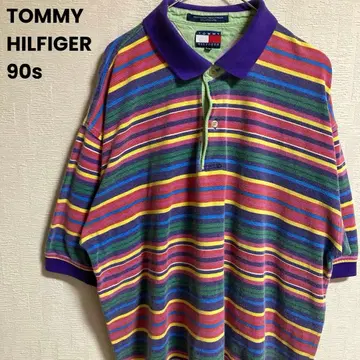 90s TOMMY HILFIGER 멀티 보더 피케 셔츠