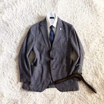 [ 새상품급 ] LARDINI 신규 로고 네이비 린넨 코튼 자켓 52
