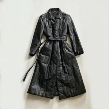 모드 고딕 천연 가죽 트렌치코트 가죽 코트 롱 맥시 다크코어