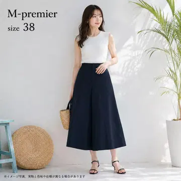 M-premier 워셔블 백 밴딩 가우초 팬츠 38 네이비