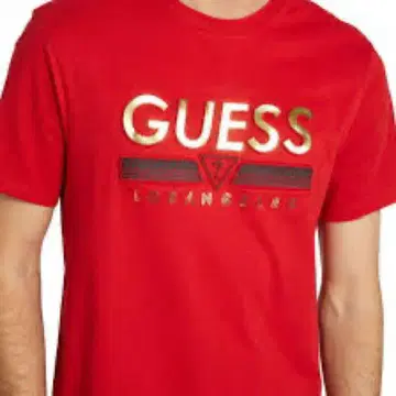 GUESS 티셔츠 레드 골드 로고 Large