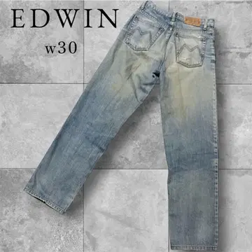 [정말 멋진 빈티지] EDWIN 에드윈 데님 팬츠 아이스 블루 구제 의류