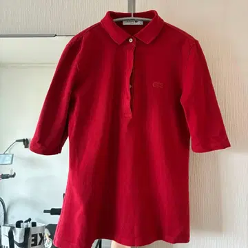 LACOSTE 라코스테 SLIM FIT 피케 셔츠 여성용 36 빨간색