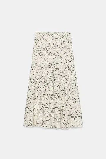 ZARA 도트 프린트 미디 기장 플루이드 스커트