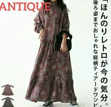 [ 새상품 완판템 ] ANTIQUE 오리엔탈 패턴 티어드 원피스