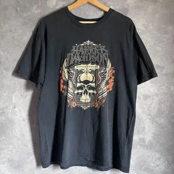 Harley-Davidson 티셔츠 블랙 스컬 할리T L