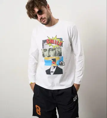Studmuffin 블록 콜라주 롱 슬리브 T셔츠