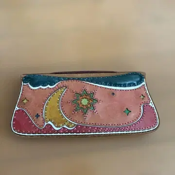 ojagadesig 오자 가 가죽 장지갑 달과 별 모티브 손잡이 포함