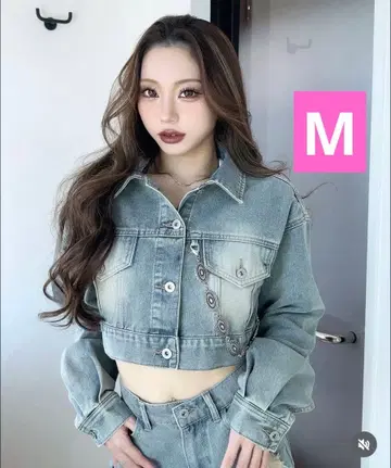 shoko 아베일 콜라보 숏 기장 데님 자켓 데님 자켓 M