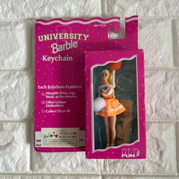 희귀 UNIVERSITY Barbie Keychain 치어리더 바비
