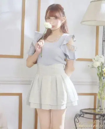 미셸 마카롱 michellmacaron 라메 트위드 슬림 레그 스커트 M